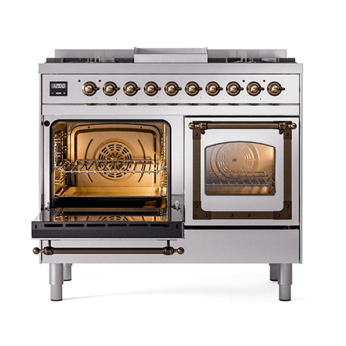 ILVE Nostalgie II Noblesse 40" Dual Fuel Range with 9 Sealed Burners + Griddle, Triple Glass Door - UND40FNMP