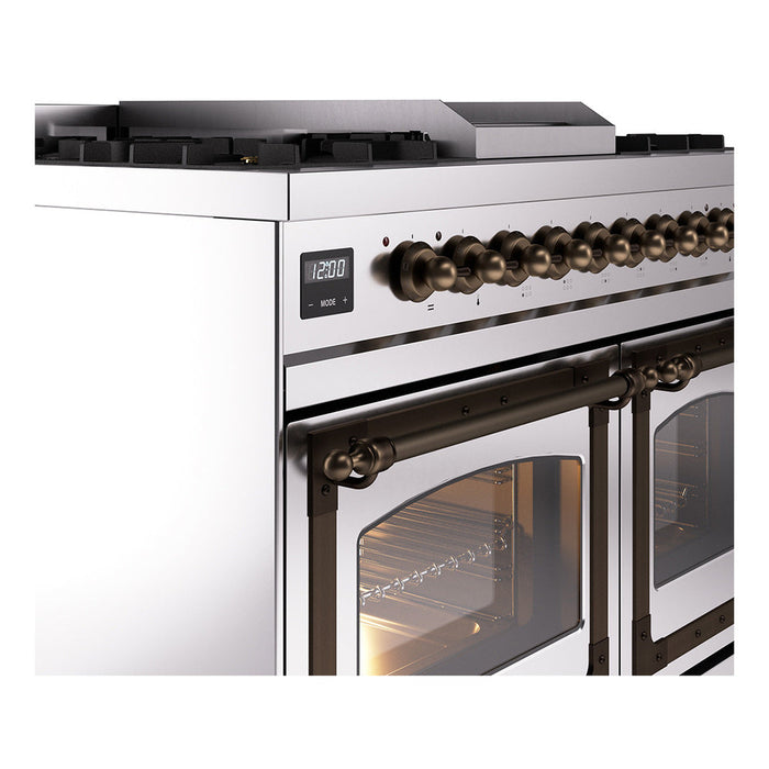 ILVE Nostalgie II Noblesse 40" Dual Fuel Range with 9 Sealed Burners + Griddle, Triple Glass Door - UND40FNMP