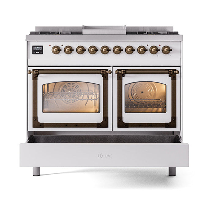 ILVE Nostalgie II Noblesse 40" Dual Fuel Range with 9 Sealed Burners + Griddle, Triple Glass Door - UND40FNMP