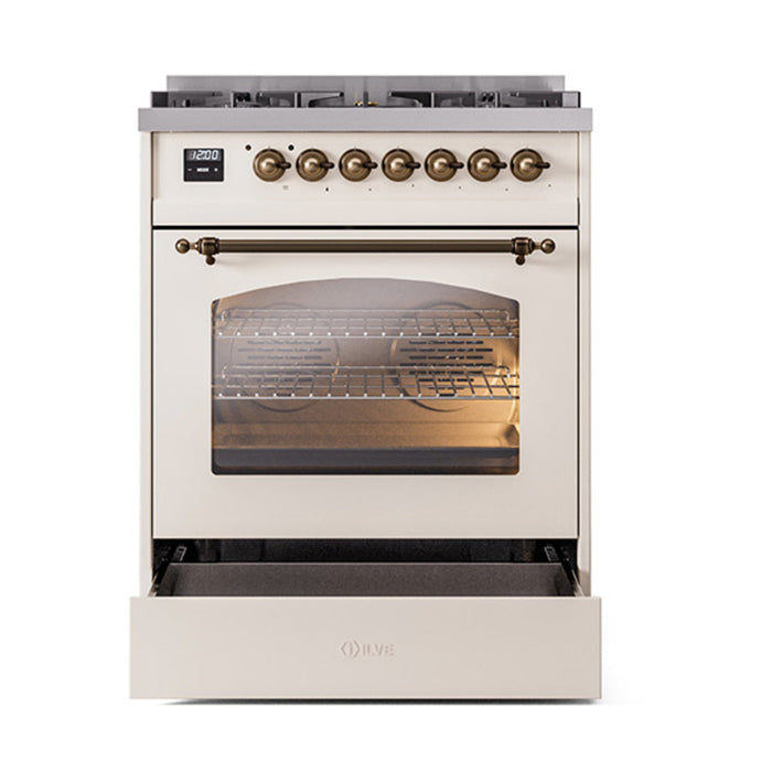 ILVE 30" Nostalgie II Dual Fuel Range with 5 Sealed Burners, Triple Glass Door- UP30NMP