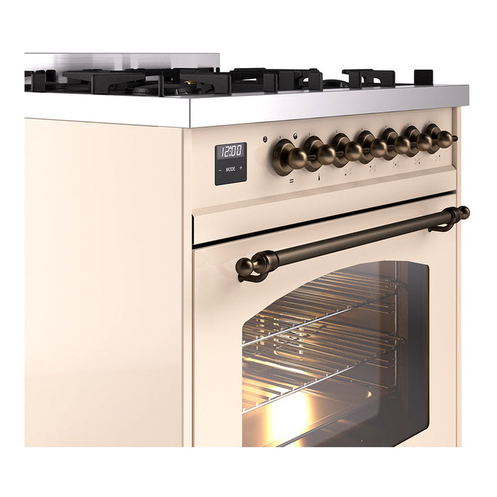 ILVE 30" Nostalgie II Dual Fuel Range with 5 Sealed Burners, Triple Glass Door- UP30NMP