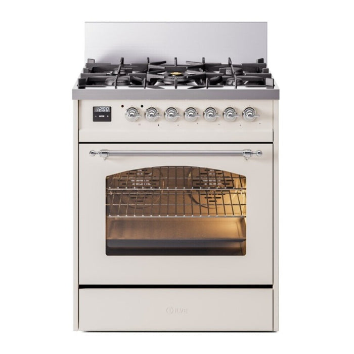 ILVE 30" Nostalgie II Dual Fuel Range with 5 Sealed Burners, Triple Glass Door- UP30NMP