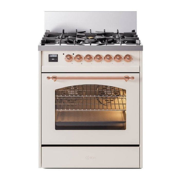 ILVE 30" Nostalgie II Dual Fuel Range with 5 Sealed Burners, Triple Glass Door- UP30NMP
