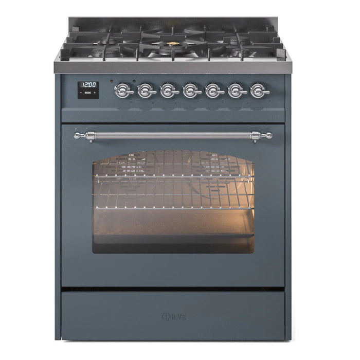 ILVE 30" Nostalgie II Dual Fuel Range with 5 Sealed Burners, Triple Glass Door- UP30NMP