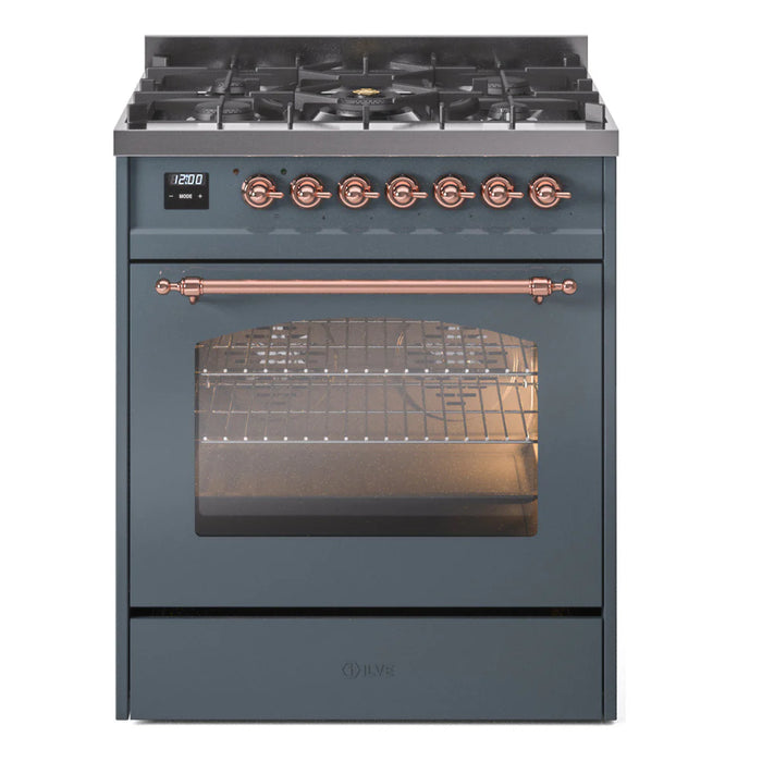 ILVE 30" Nostalgie II Dual Fuel Range with 5 Sealed Burners, Triple Glass Door- UP30NMP