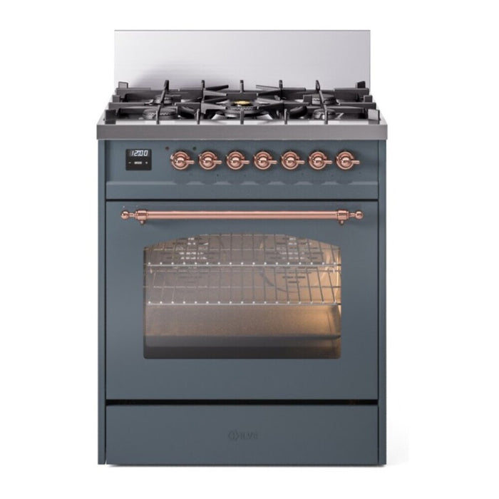ILVE 30" Nostalgie II Dual Fuel Range with 5 Sealed Burners, Triple Glass Door- UP30NMP