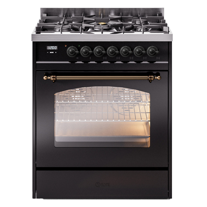 ILVE 30" Nostalgie II Dual Fuel Range with 5 Sealed Burners, Triple Glass Door- UP30NMP