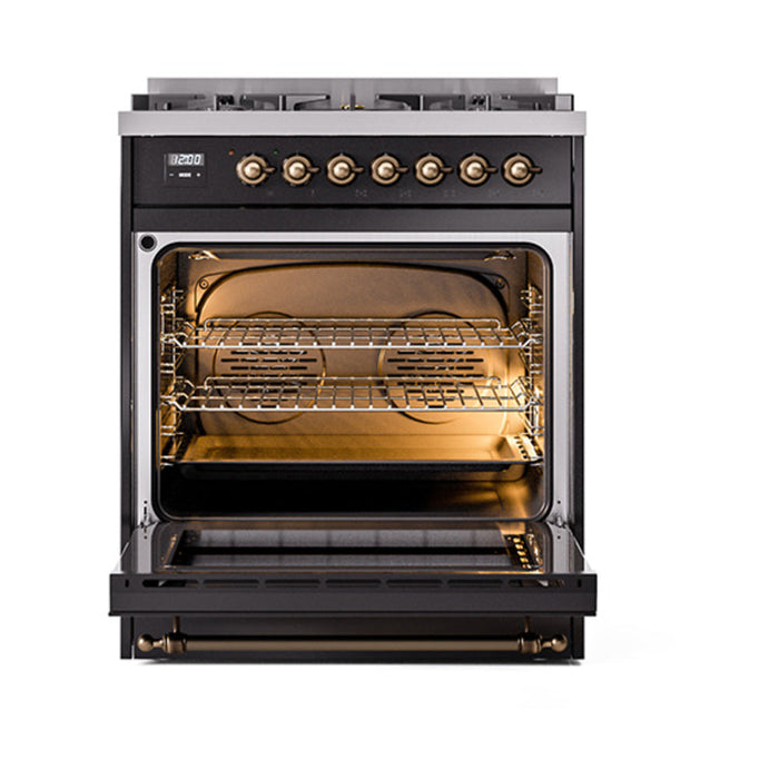 ILVE 30" Nostalgie II Dual Fuel Range with 5 Sealed Burners, Triple Glass Door- UP30NMP