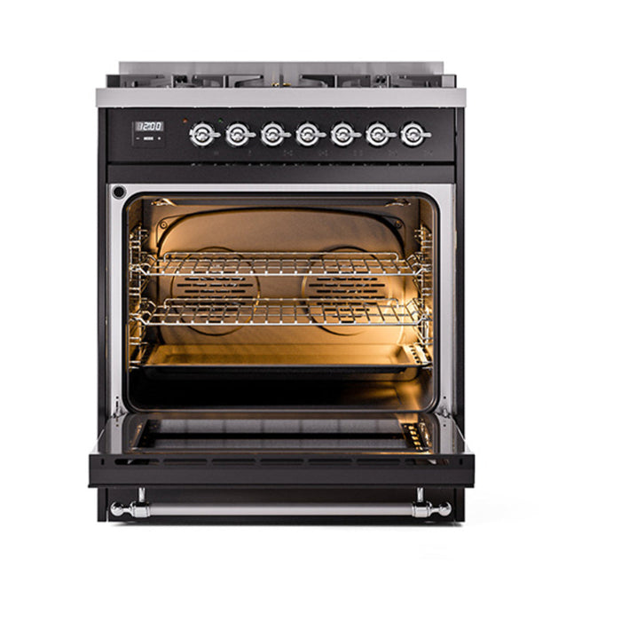 ILVE 30" Nostalgie II Dual Fuel Range with 5 Sealed Burners, Triple Glass Door- UP30NMP