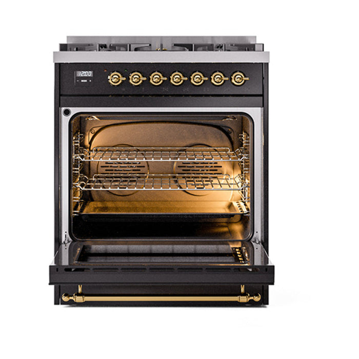 ILVE 30" Nostalgie II Dual Fuel Range with 5 Sealed Burners, Triple Glass Door- UP30NMP