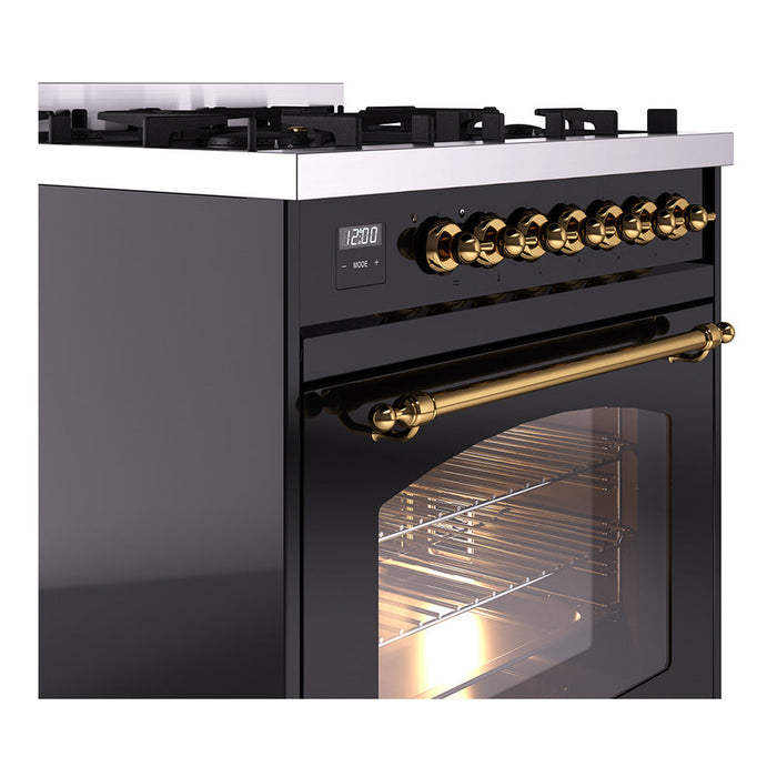 ILVE 30" Nostalgie II Dual Fuel Range with 5 Sealed Burners, Triple Glass Door- UP30NMP