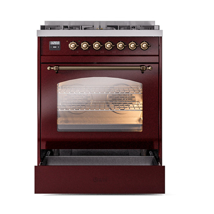 ILVE 30" Nostalgie II Dual Fuel Range with 5 Sealed Burners, Triple Glass Door- UP30NMP