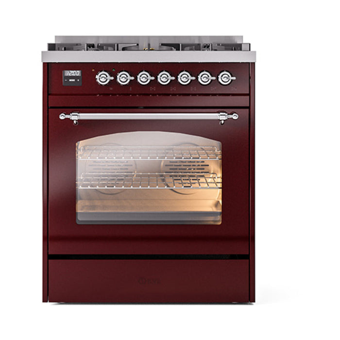 ILVE 30" Nostalgie II Dual Fuel Range with 5 Sealed Burners, Triple Glass Door- UP30NMP