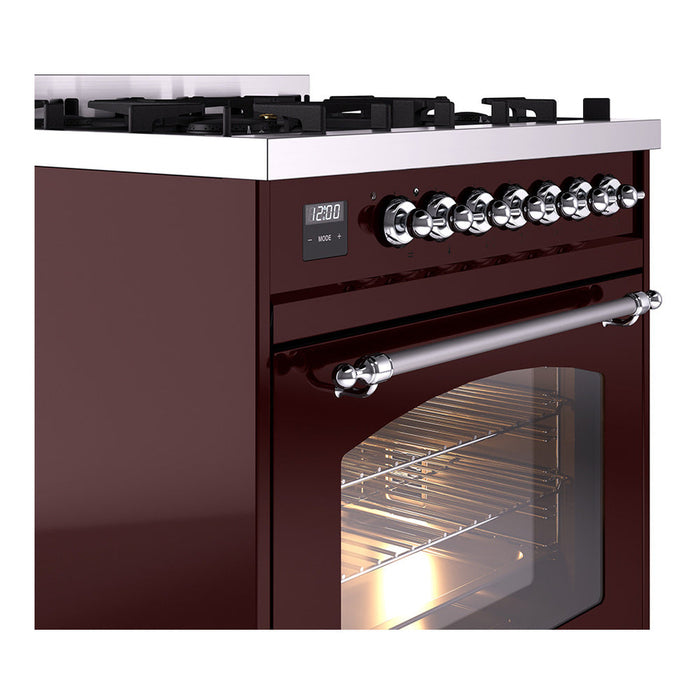 ILVE 30" Nostalgie II Dual Fuel Range with 5 Sealed Burners, Triple Glass Door- UP30NMP