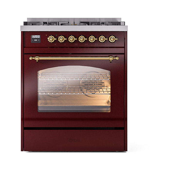 ILVE 30" Nostalgie II Dual Fuel Range with 5 Sealed Burners, Triple Glass Door- UP30NMP