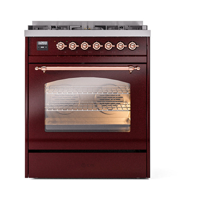 ILVE 30" Nostalgie II Dual Fuel Range with 5 Sealed Burners, Triple Glass Door- UP30NMP