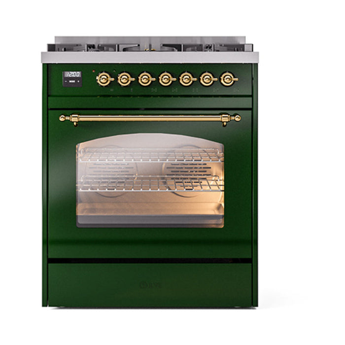 ILVE 30" Nostalgie II Dual Fuel Range with 5 Sealed Burners, Triple Glass Door- UP30NMP