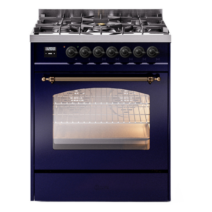 ILVE 30" Nostalgie II Dual Fuel Range with 5 Sealed Burners, Triple Glass Door- UP30NMP
