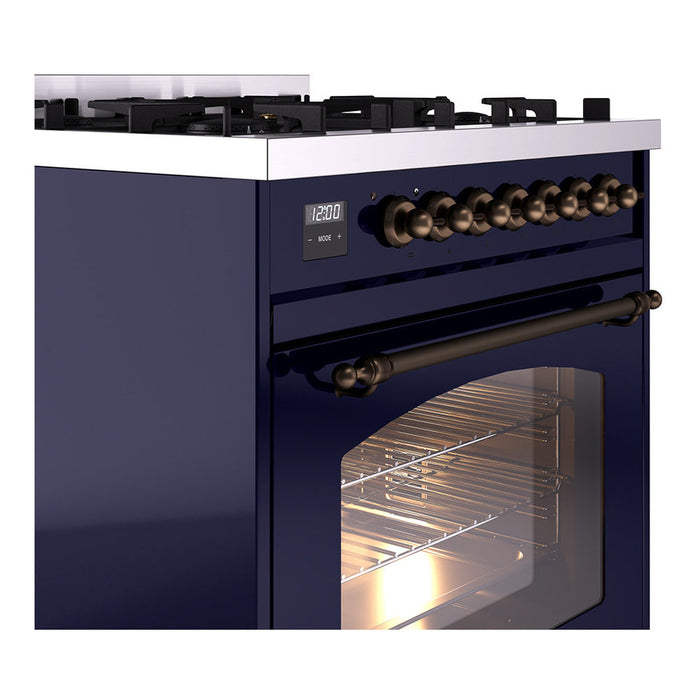 ILVE 30" Nostalgie II Dual Fuel Range with 5 Sealed Burners, Triple Glass Door- UP30NMP