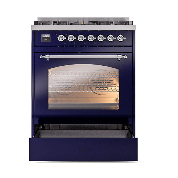 ILVE 30" Nostalgie II Dual Fuel Range with 5 Sealed Burners, Triple Glass Door- UP30NMP