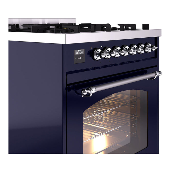 ILVE 30" Nostalgie II Dual Fuel Range with 5 Sealed Burners, Triple Glass Door- UP30NMP