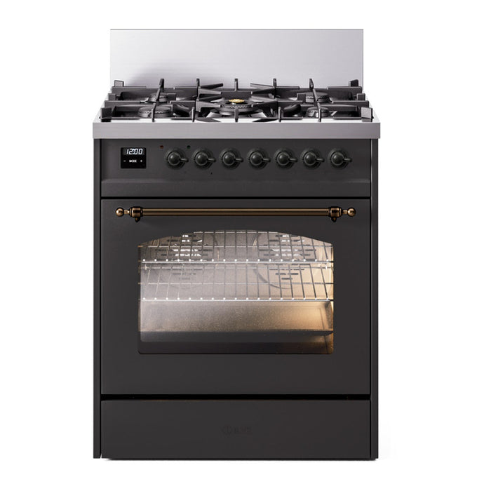 ILVE 30" Nostalgie II Dual Fuel Range with 5 Sealed Burners, Triple Glass Door- UP30NMP