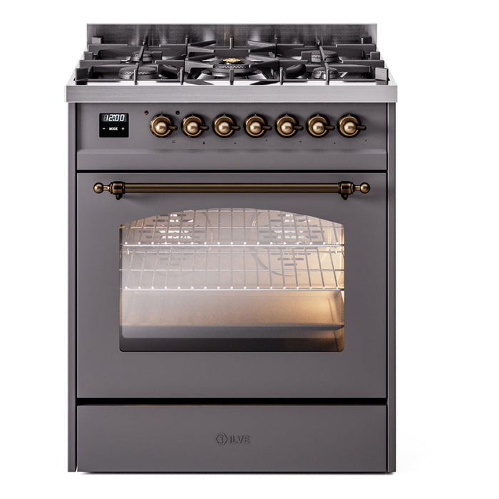 ILVE 30" Nostalgie II Dual Fuel Range with 5 Sealed Burners, Triple Glass Door- UP30NMP