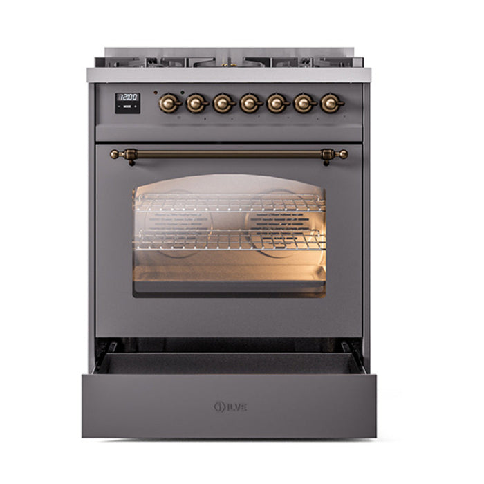 ILVE 30" Nostalgie II Dual Fuel Range with 5 Sealed Burners, Triple Glass Door- UP30NMP