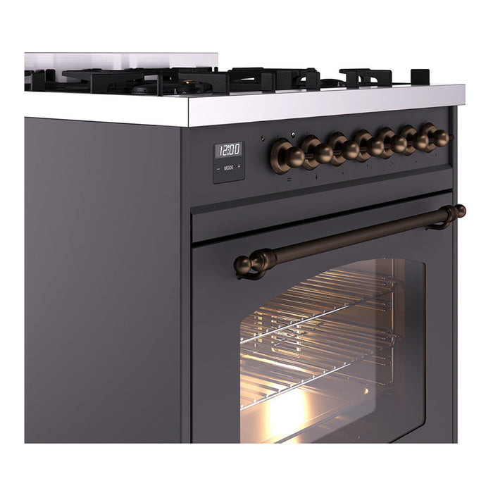 ILVE 30" Nostalgie II Dual Fuel Range with 5 Sealed Burners, Triple Glass Door- UP30NMP