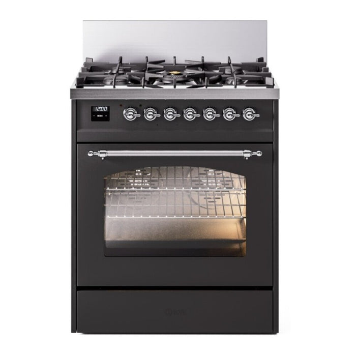 ILVE 30" Nostalgie II Dual Fuel Range with 5 Sealed Burners, Triple Glass Door- UP30NMP