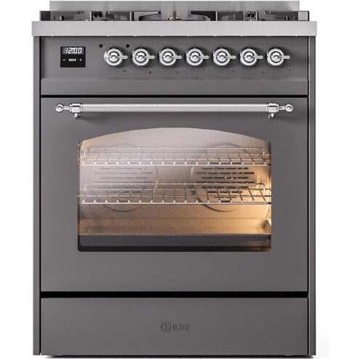 ILVE 30" Nostalgie II Series Freestanding Single Oven Dual Fuel Range with 5 Sealed Burners - UP30NMP