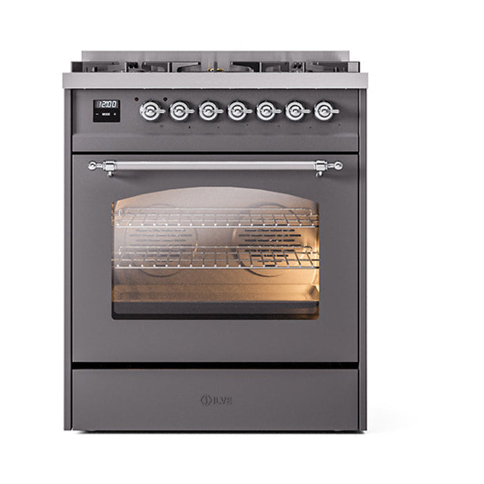 ILVE 30" Nostalgie II Dual Fuel Range with 5 Sealed Burners, Triple Glass Door- UP30NMP