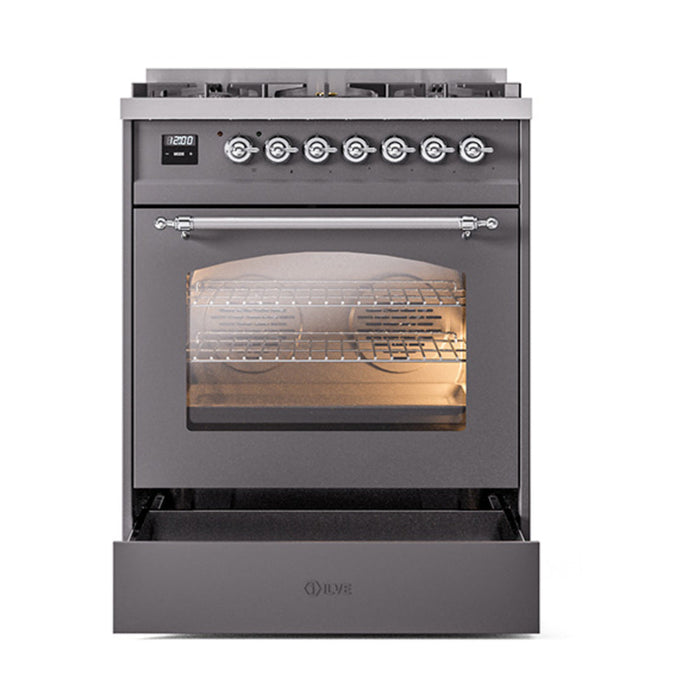 ILVE 30" Nostalgie II Dual Fuel Range with 5 Sealed Burners, Triple Glass Door- UP30NMP