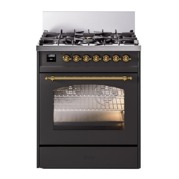 ILVE 30" Nostalgie II Dual Fuel Range with 5 Sealed Burners, Triple Glass Door- UP30NMP