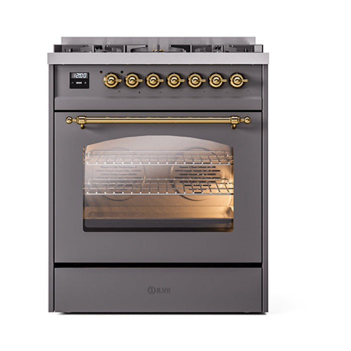 ILVE 30" Nostalgie II Dual Fuel Range with 5 Sealed Burners, Triple Glass Door- UP30NMP