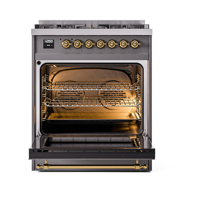 ILVE 30" Nostalgie II Dual Fuel Range with 5 Sealed Burners, Triple Glass Door- UP30NMP