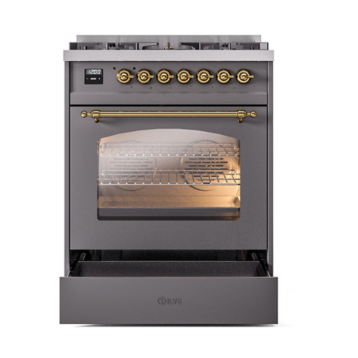 ILVE 30" Nostalgie II Dual Fuel Range with 5 Sealed Burners, Triple Glass Door- UP30NMP