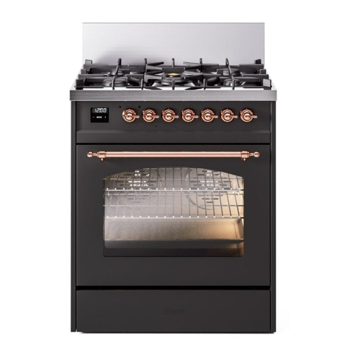ILVE 30" Nostalgie II Dual Fuel Range with 5 Sealed Burners, Triple Glass Door- UP30NMP