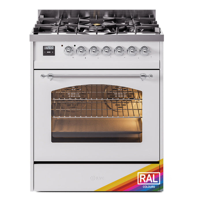 ILVE 30" Nostalgie II Dual Fuel Range with 5 Sealed Burners, Triple Glass Door- UP30NMP