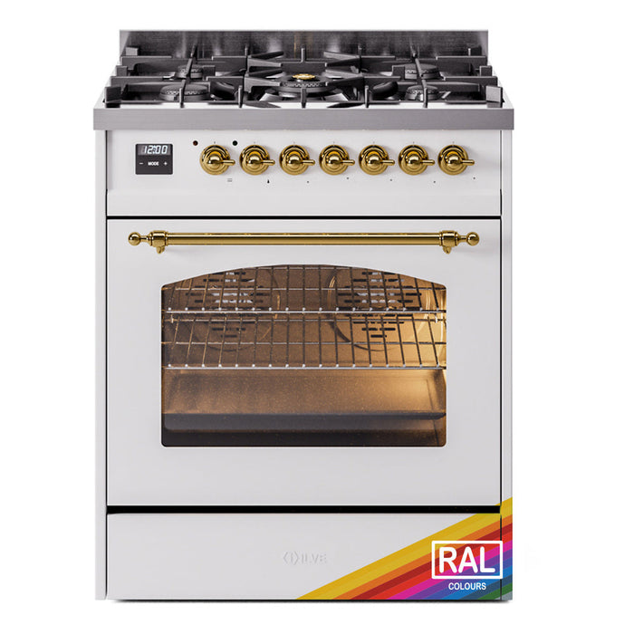 ILVE 30" Nostalgie II Dual Fuel Range with 5 Sealed Burners, Triple Glass Door- UP30NMP