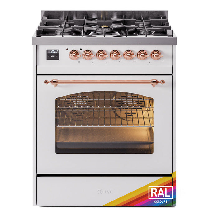 ILVE 30" Nostalgie II Dual Fuel Range with 5 Sealed Burners, Triple Glass Door- UP30NMP