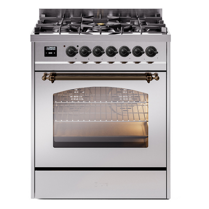 ILVE 30" Nostalgie II Dual Fuel Range with 5 Sealed Burners, Triple Glass Door- UP30NMP