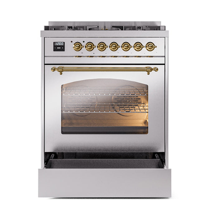 ILVE 30" Nostalgie II Dual Fuel Range with 5 Sealed Burners, Triple Glass Door- UP30NMP