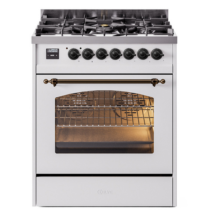 ILVE 30" Nostalgie II Dual Fuel Range with 5 Sealed Burners, Triple Glass Door- UP30NMP