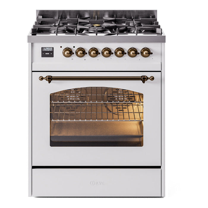 ILVE 30" Nostalgie II Dual Fuel Range with 5 Sealed Burners, Triple Glass Door- UP30NMP