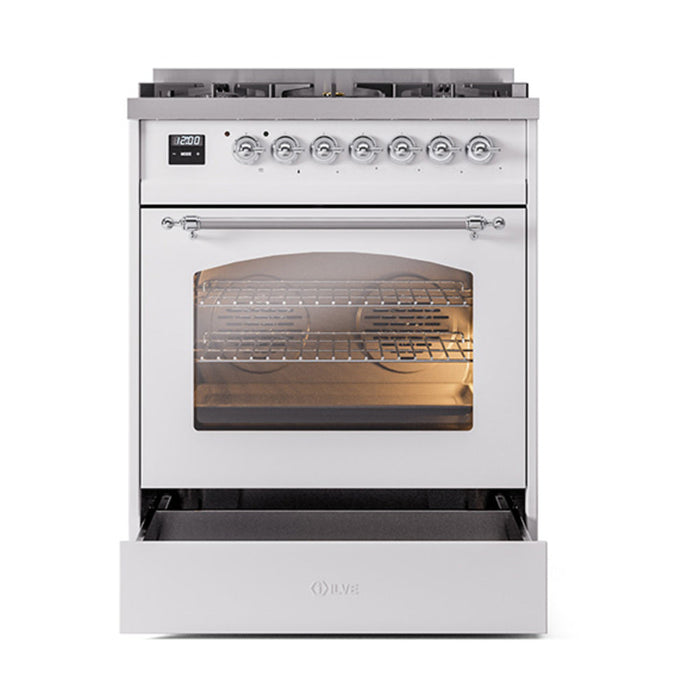 ILVE 30" Nostalgie II Dual Fuel Range with 5 Sealed Burners, Triple Glass Door- UP30NMP