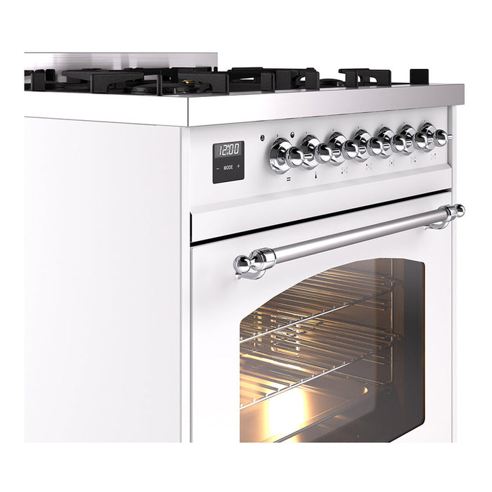 ILVE 30" Nostalgie II Dual Fuel Range with 5 Sealed Burners, Triple Glass Door- UP30NMP