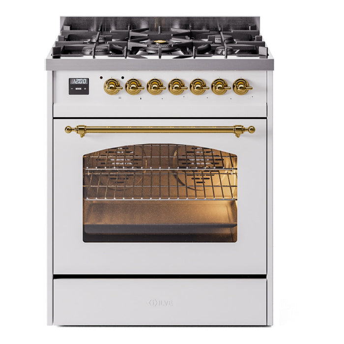 ILVE 30" Nostalgie II Dual Fuel Range with 5 Sealed Burners, Triple Glass Door- UP30NMP