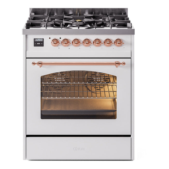 ILVE 30" Nostalgie II Dual Fuel Range with 5 Sealed Burners, Triple Glass Door- UP30NMP