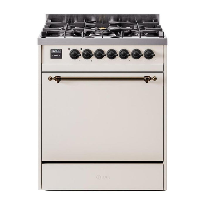 ILVE Nostalgie II 30" Dual Fuel Range with 5 Sealed Burners Solid Door - UP30QNMP